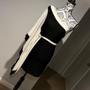 Elegant Black and White Asymmetrical Dress